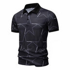 Herren Poloshirt mit modernem Sternen-Design und atmungsaktiven Materialien