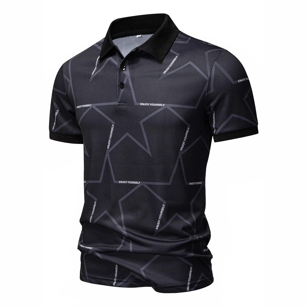 Herren Poloshirt mit modernem Sternen-Design und atmungsaktiven Materialien