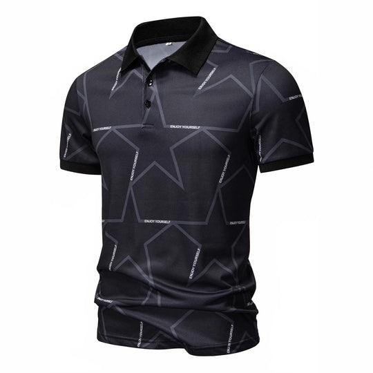 Herren Poloshirt mit modernem Sternen-Design und atmungsaktiven Materialien R&B