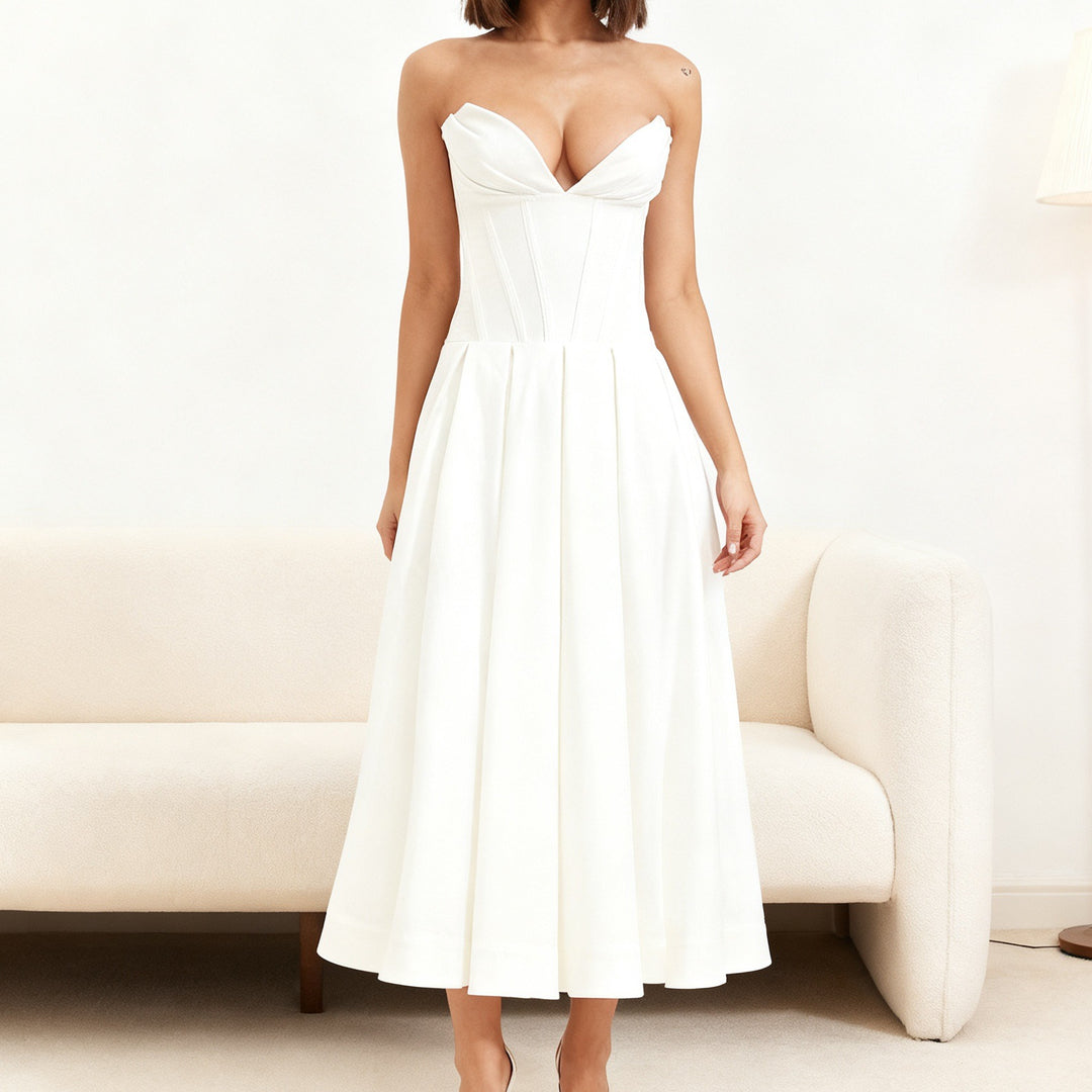 Damen Elegant geschnittenes Korsettkleid mit schwingendem Rock R&B