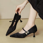 Damen elegante Ballerinas mit stilvollem Schnallen-Design