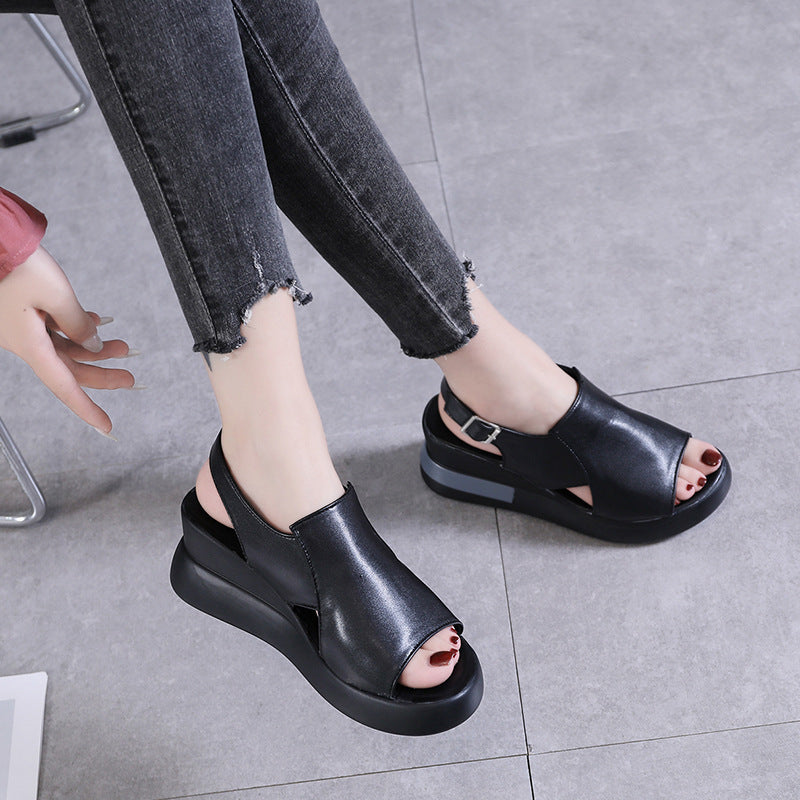 Damen Bequeme und elegante Plateau-Sandaletten mit offener Zehenpartie R&B