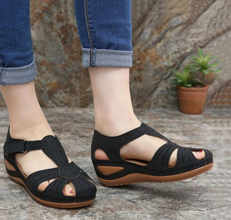 Damen Schnürsandalen mit offenem Zehenbereich und ergonomischer Sohle R&B