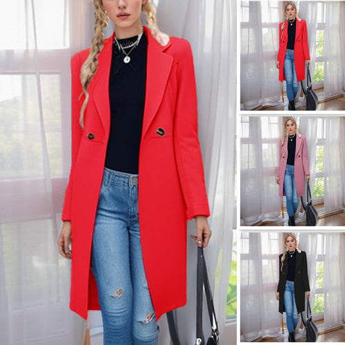 Damen eleganter Blazer-Mantel mit doppelter Knopfleiste R&B