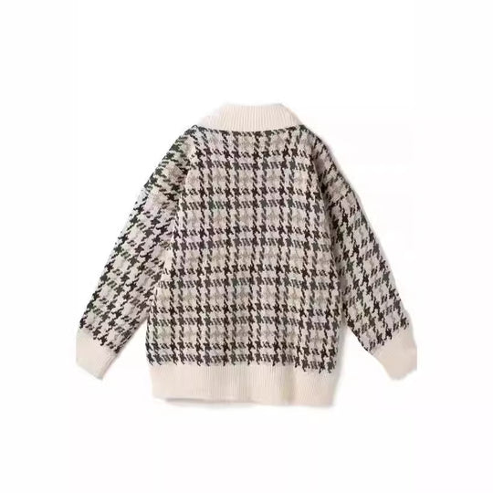 Damen Gemusterter Cardigan mit Knopfleiste und V-Ausschnitt R&B