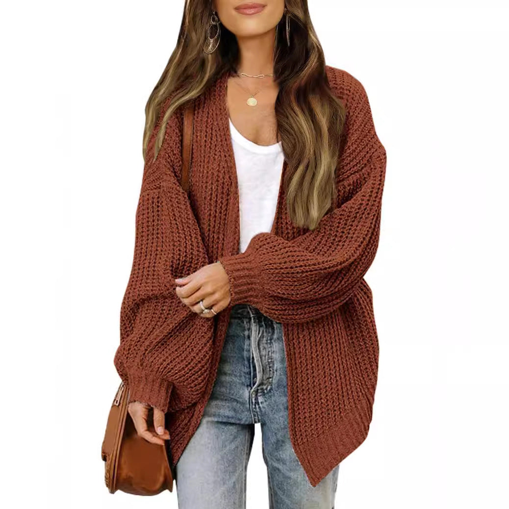 Damen Grob gestrickter Cardigan mit überschnittenen Schultern R&B