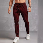 Herren moderne Lounge-Hose mit elastischem Bund und dekorativen Streifen R&B