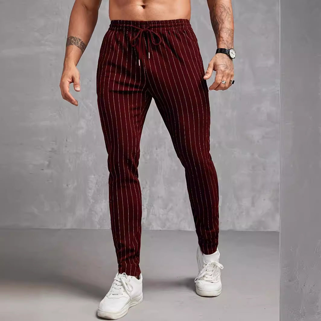 Herren moderne Lounge-Hose mit elastischem Bund und dekorativen Streifen R&B