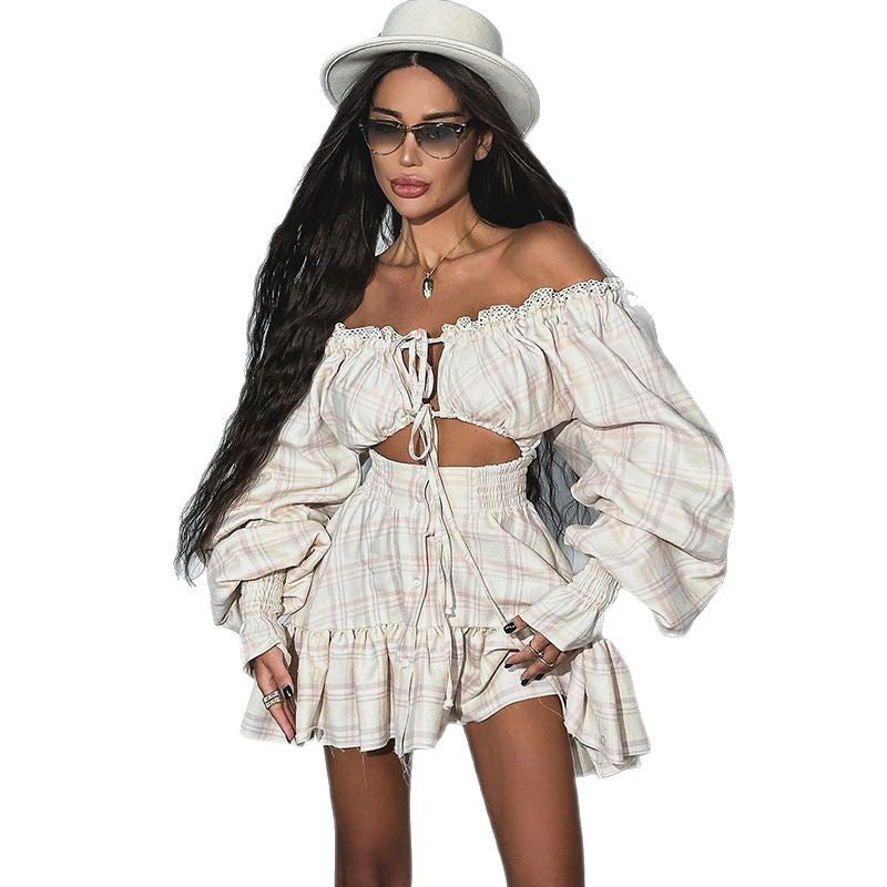 Damen Verspielt-romantisches Minikleid mit Puffärmeln und Rüschen R&B
