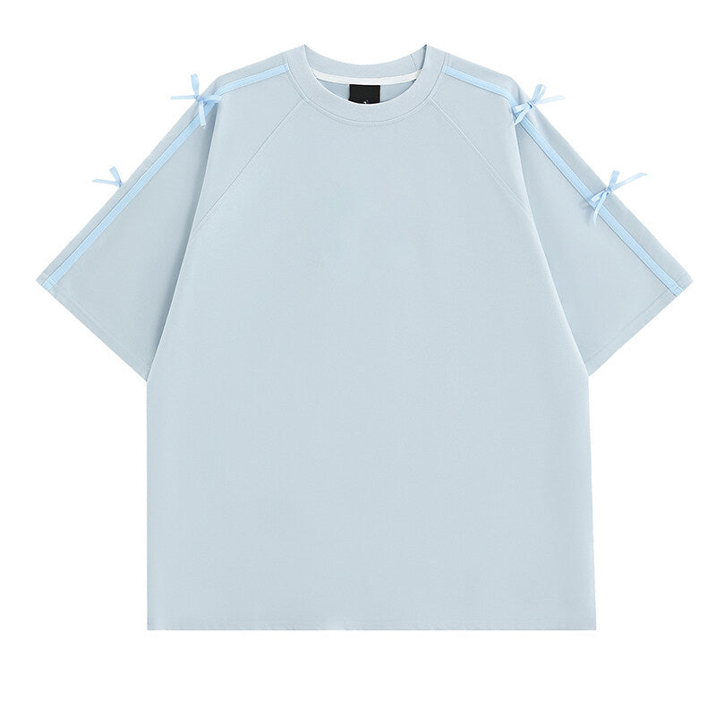 Damen Oversized T-Shirt mit dekorativen Bindändern