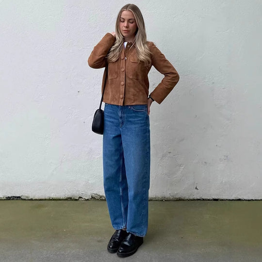 Damen Kunstlederjacke im modischen Oversized-Schnitt mit praktischen Taschen R&B