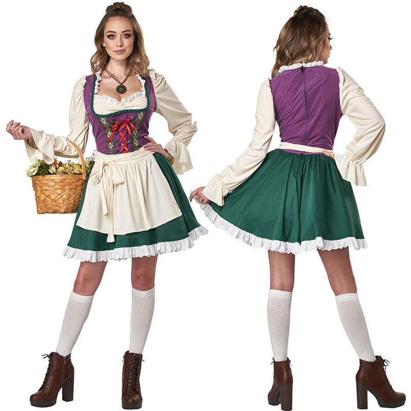 Damen Trachtenkleid mit romantischen Rüschendetails und elegantem Gürtel R&B