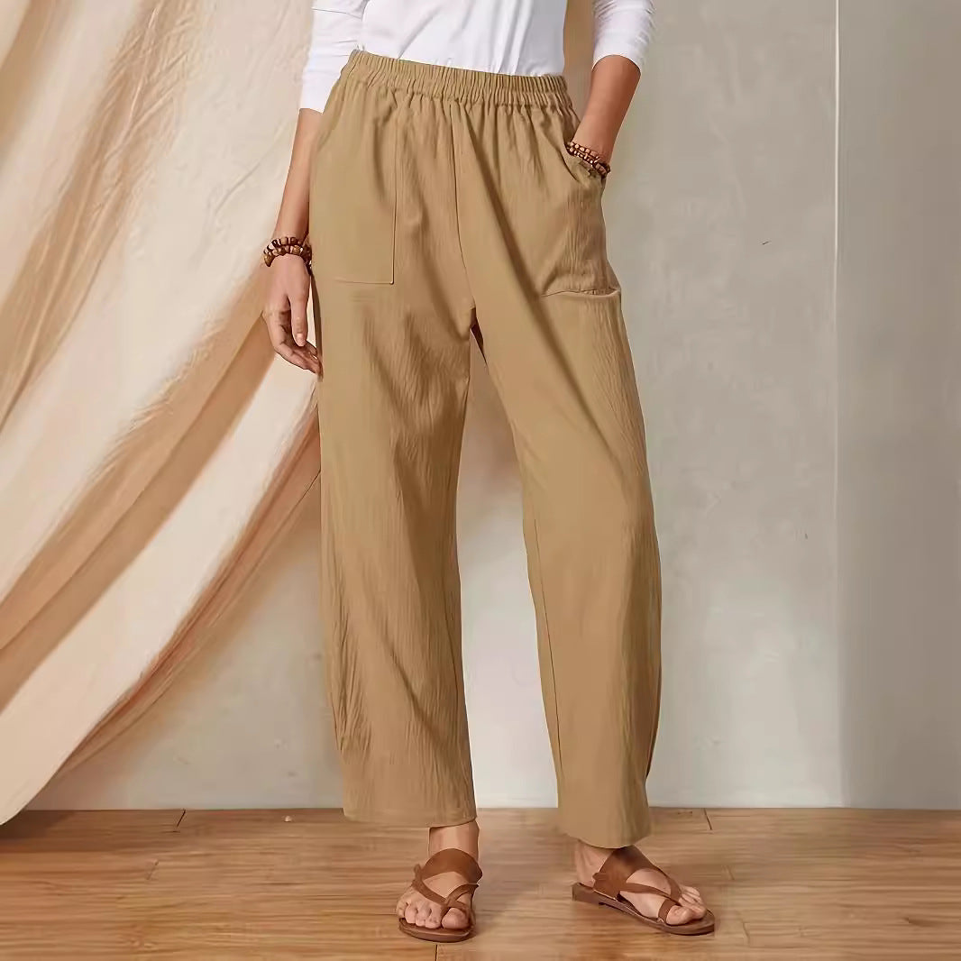 Damen Elegante Freizeithose mit elastischem Bund und praktischen Taschen R&B