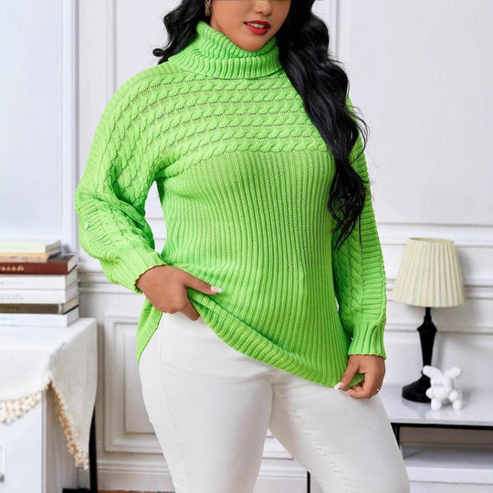 Damen Strickpullover mit hohem Kragen und strukturiertem Design R&B