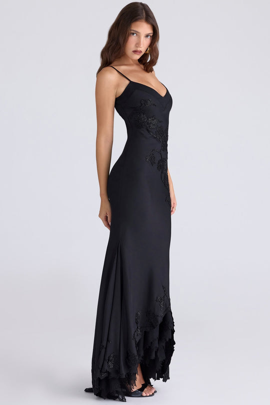 Damen Elegantes Abendkleid mit floralem Spitzenbesatz R&B