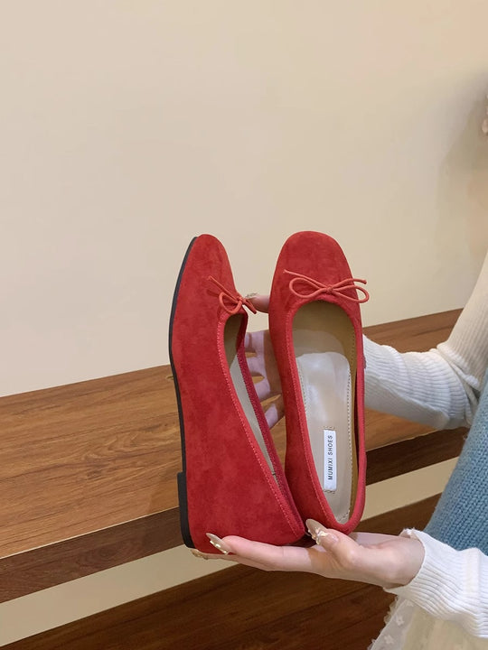 Damen Ballerinas aus hochwertigem Wildleder mit verspieltem Schleifen-Detail R&B