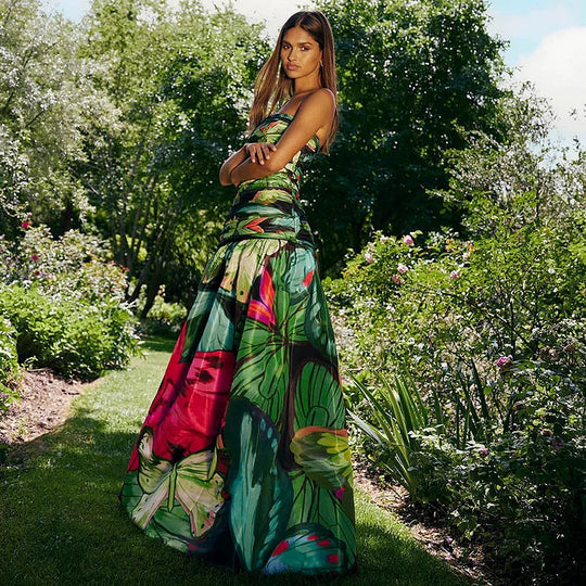 Damen Floral Druck Einteiler-Badeanzug R&B