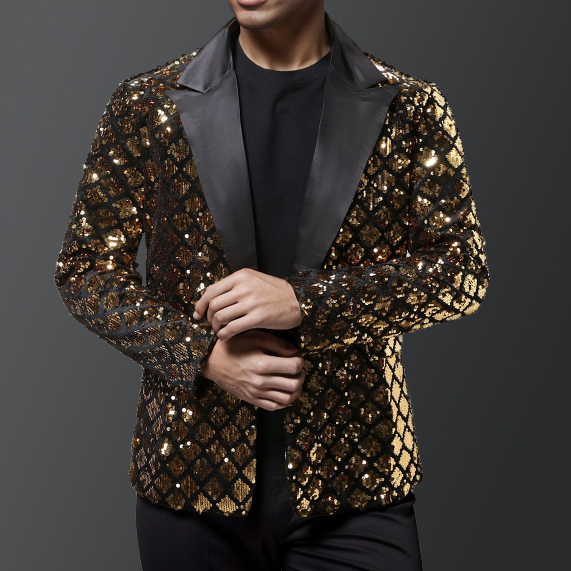 Herren eleganter Pailletten-Blazer mit luxuriösem Design R&B