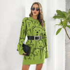 Damen Strickkleid mit Bärenmotiv und Schnitt