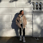 Damen oversized Fleecejacke mit hochschließendem Kragen und praktischen Taschen R&B