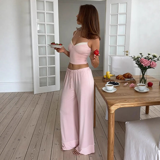 Damen lässiger Jumpsuit mit weitem Bein und verstellbarem Bund R&B