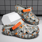 Damen modische Clogs mit einzigartigem grafischen Design und verstellbarem Riemen