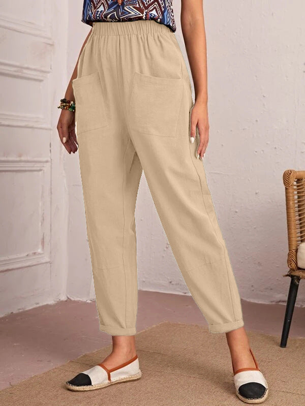 Damen Bequeme Sommerhose mit elastischem Bund und praktischen Taschen R&B