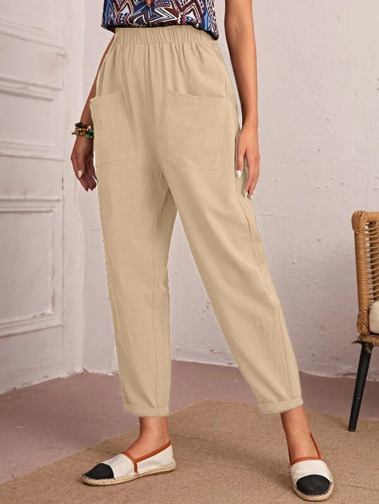 Damen Bequeme Sommerhose mit elastischem Bund und praktischen Taschen R&B