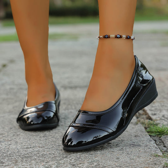 Damen Elegante Ballerinas mit komfortablem Fußbett und glänzender Oberfläche R&B