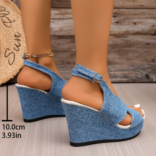 Damen Wedge-Sandalen mit eleganter Schnalle und komfortablem Fußbett R&B