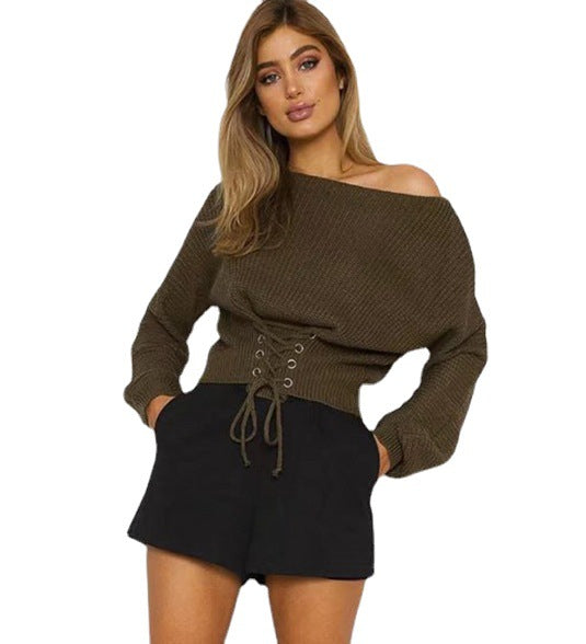 Damen Strickpullover mit modischem Schnürdesign R&B