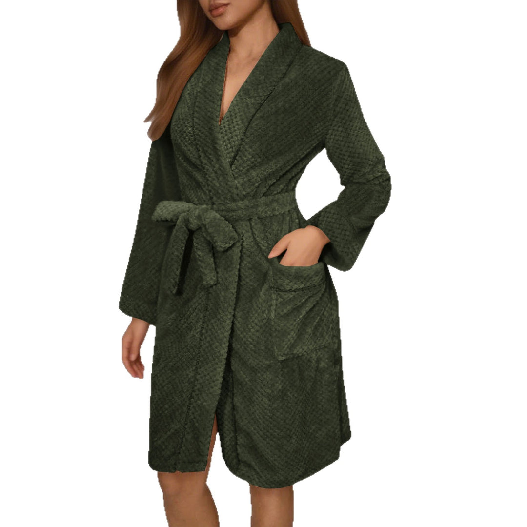 Damen Kuscheliger Bademantel mit Gürtel und Taschen R&B