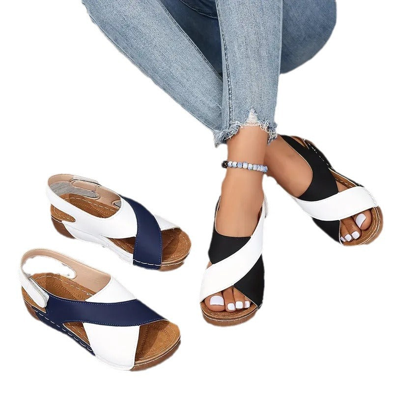Damen Wedgesandalen mit modischem Kreuzriemen-Design und anatomischer Fußbettung R&B