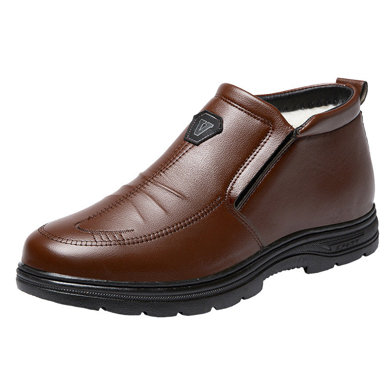 Herren elegante Leder-Stiefeletten mit rutschfester Sohle R&B