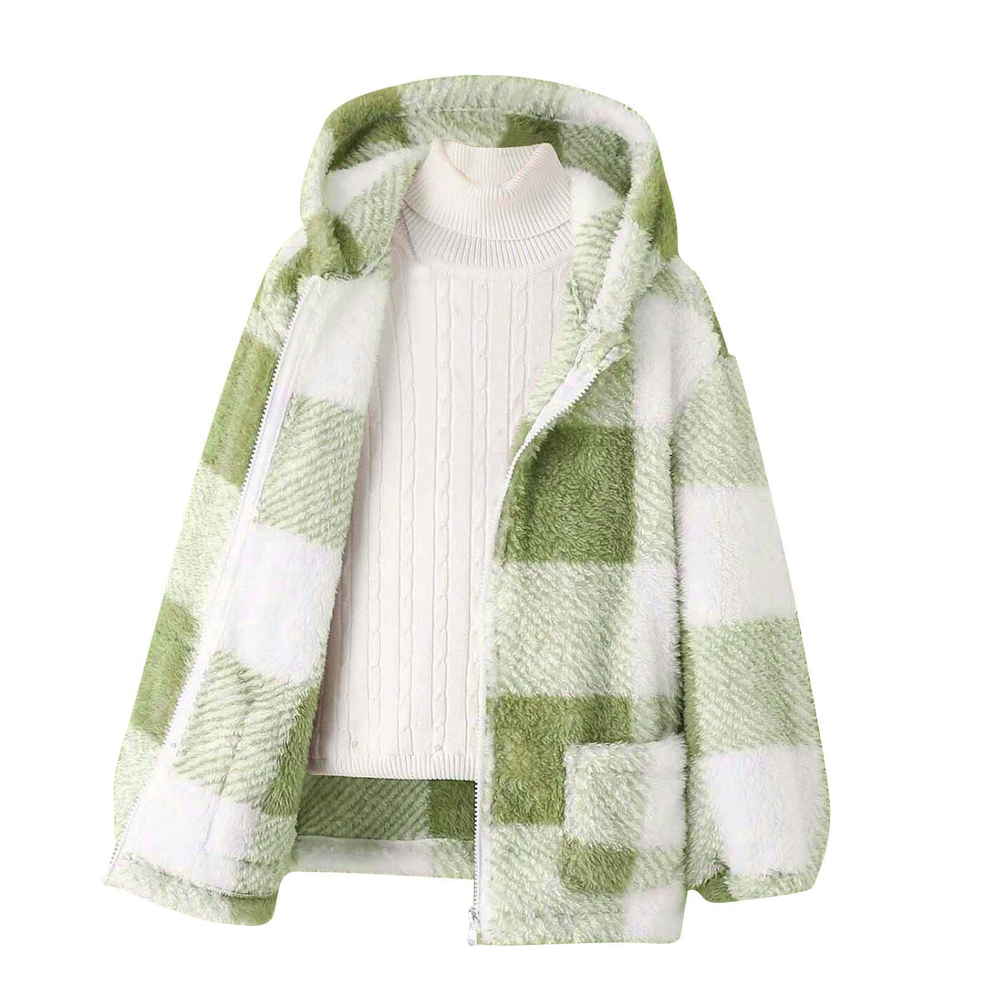 Damen Fleecejacke mit kariertem Muster und praktischen Taschen R&B