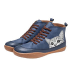 Damen modische High-Top Sneakers mit Katzenmotiv R&B