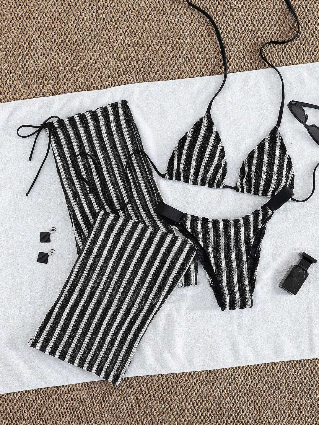 Damen Triangel-Bikini-Set mit modischem Wickeltuch R&B