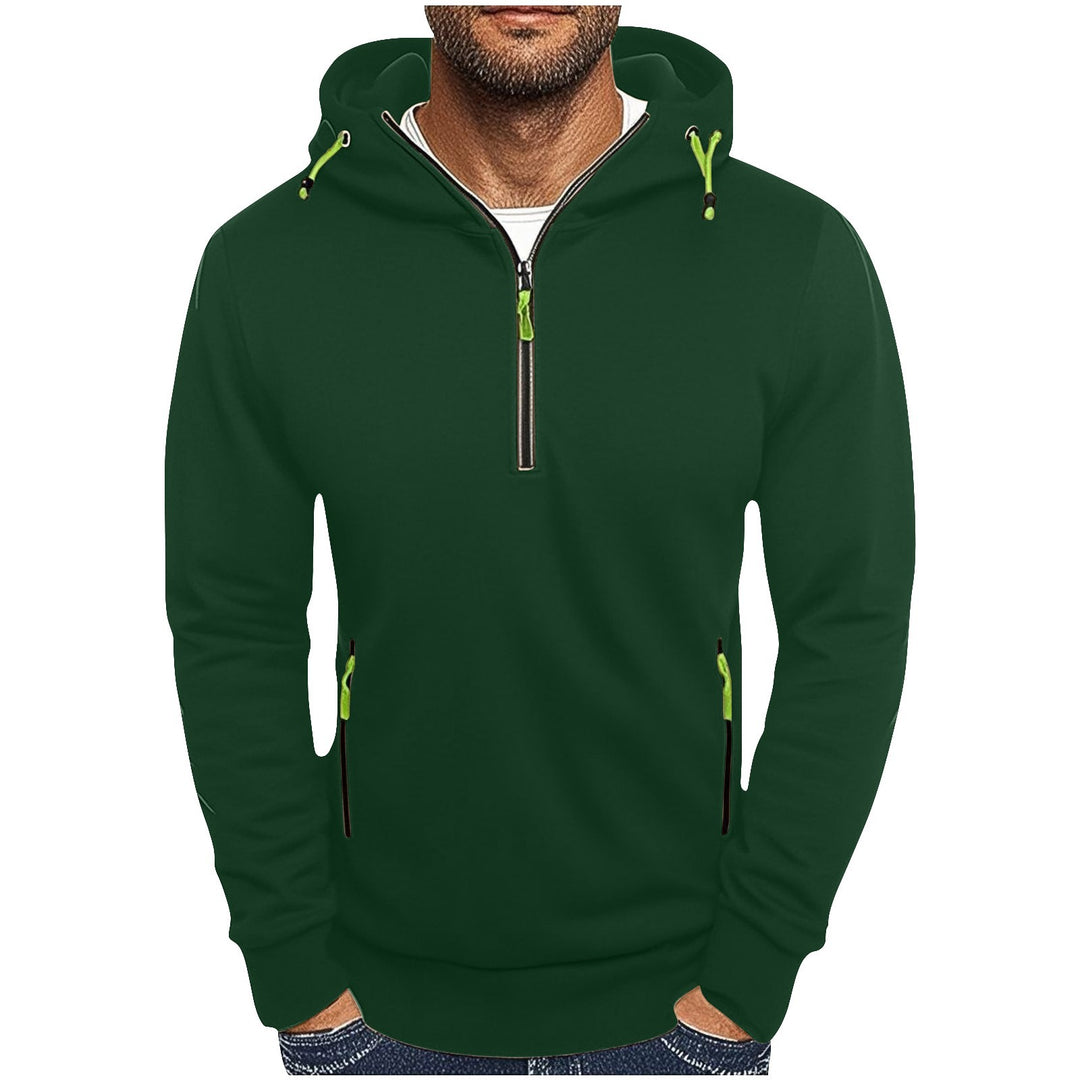 Herren modischer Kapuzenpullover mit zwei Taschen und halbem Reißverschluss R&B