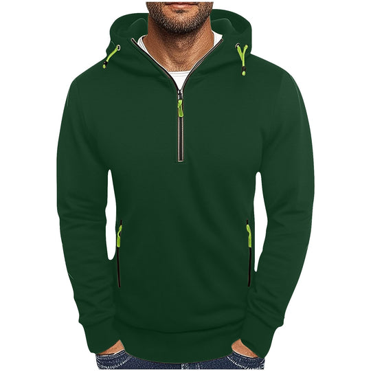 Herren modischer Kapuzenpullover mit zwei Taschen und halbem Reißverschluss R&B