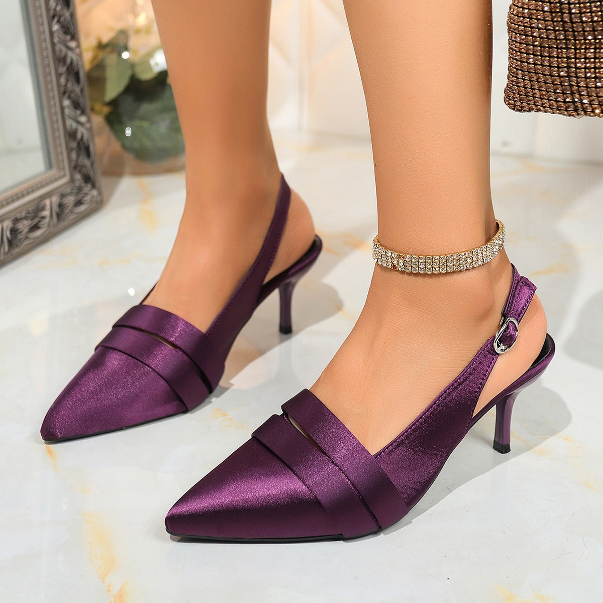 Damen Slingback Pumps mit elegantem Spitzendesign R&B