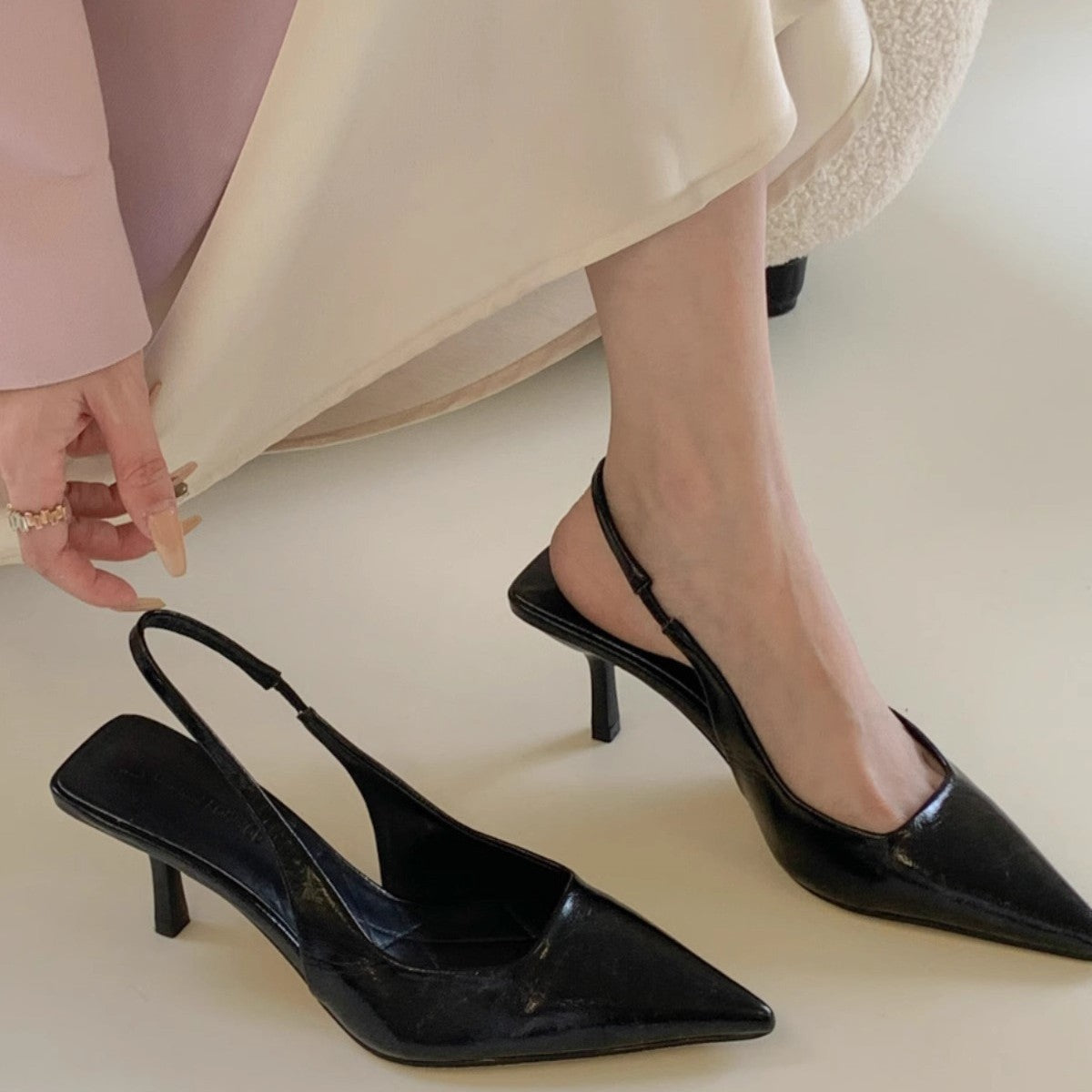 Damen elegante Slingback Pumps mit spitzem Design R&B