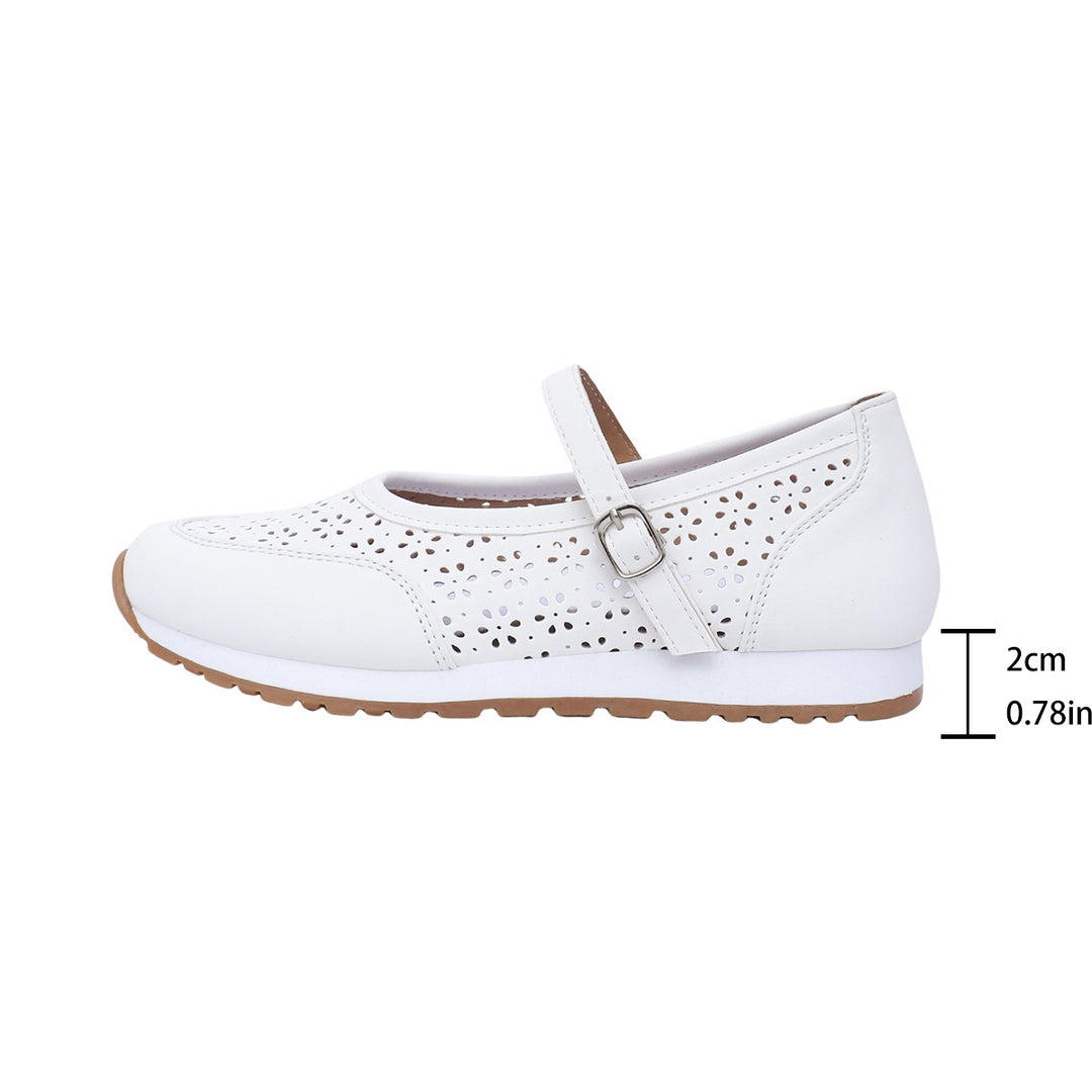 Damen bequeme und atmungsaktive Ballerinas mit Riemen und perforiertem Design R&B