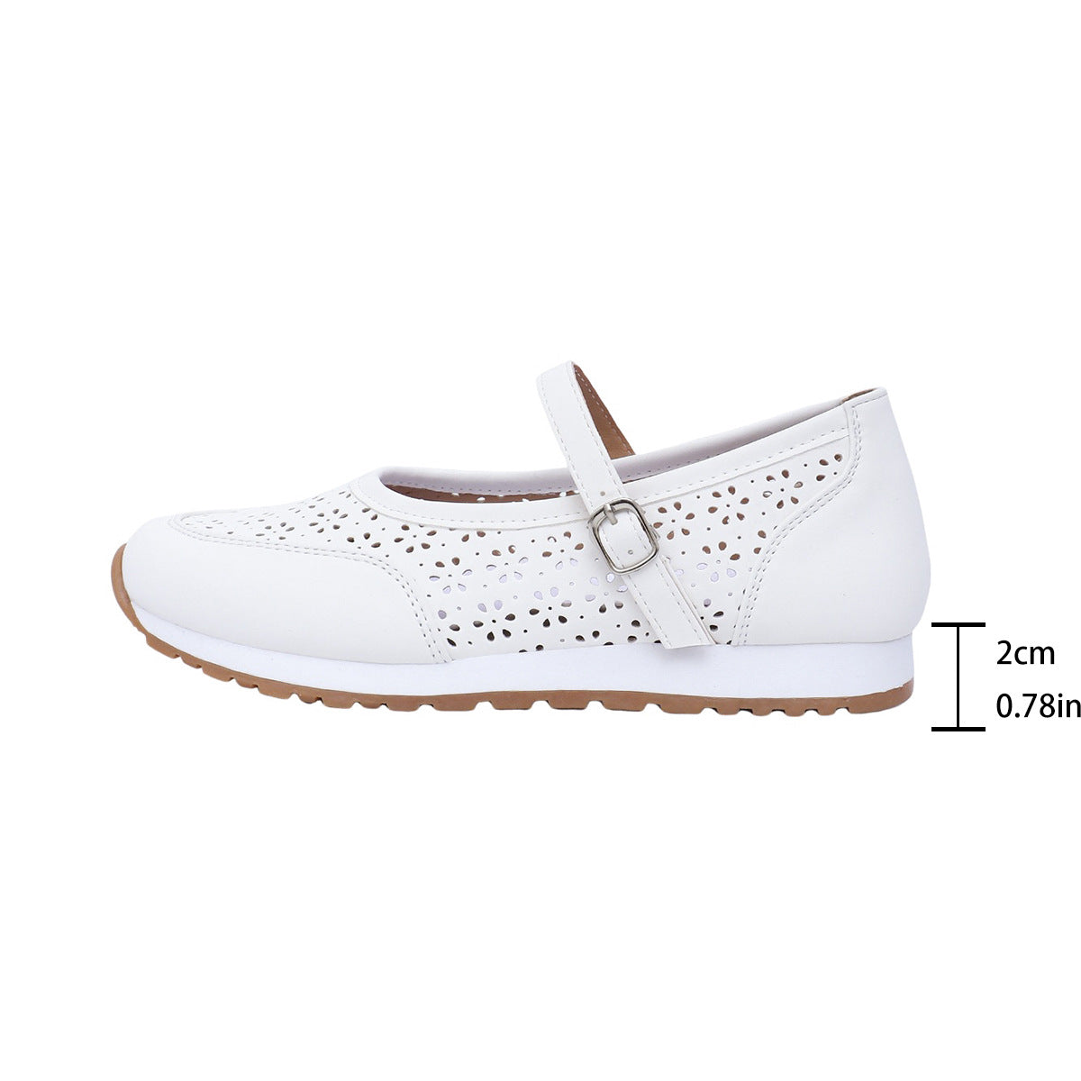 Damen bequeme und atmungsaktive Ballerinas mit Riemen und perforiertem Design R&B