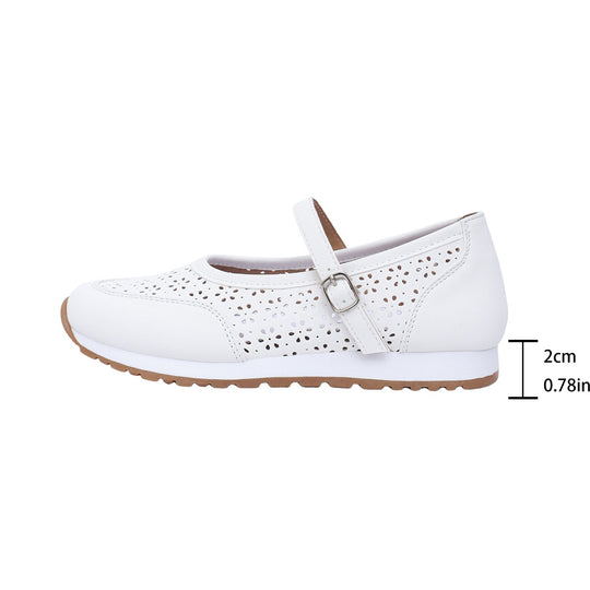 Damen bequeme und atmungsaktive Ballerinas mit Riemen und perforiertem Design R&B