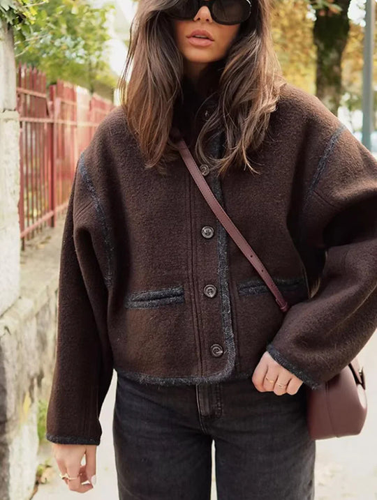 Damen elegante Übergangsjacke mit dekorativen Knöpfen R&B