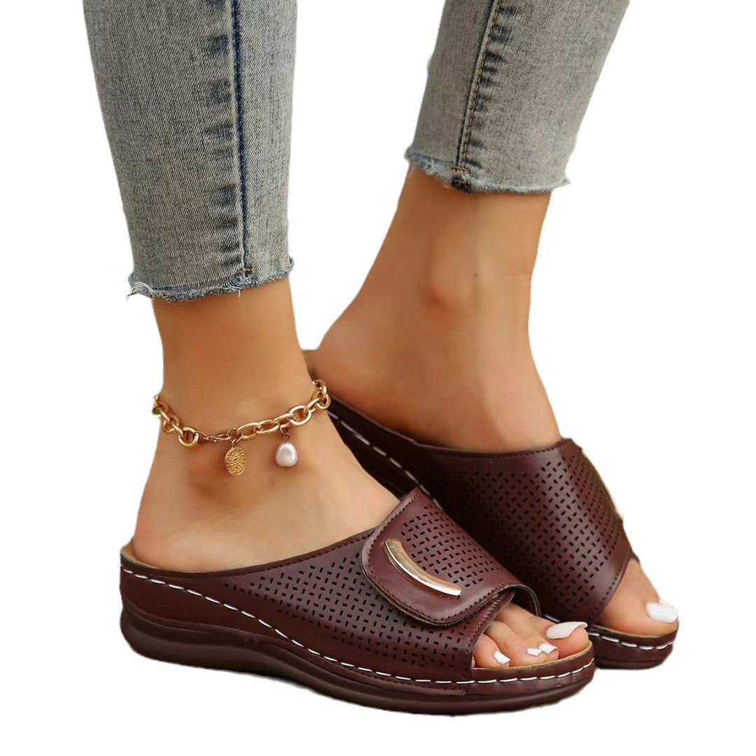 Damen Atmungsaktive und elegante Slide-Pantoletten mit modischer Perforation R&B
