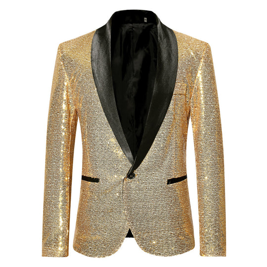 Herren eleganter Pailletten Blazer im modernen Schnitt R&B