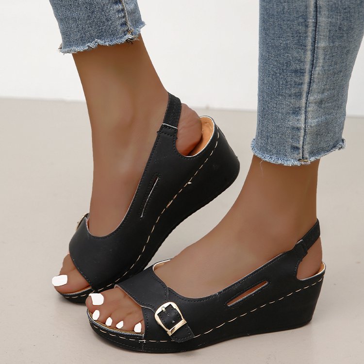 Damen Wedge-Sandalen mit komfortablem Riemchendesign R&B