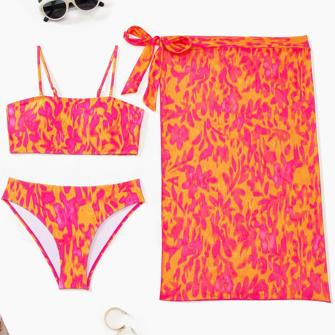 Damen Bikini-Set mit modischem Bandeau-Oberteil und hoch geschnittenen Bottoms R&B