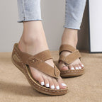 Damen Zehentrenner-Sandalen mit anatomischer Fußbettung und elastischem Riemendesign R&B